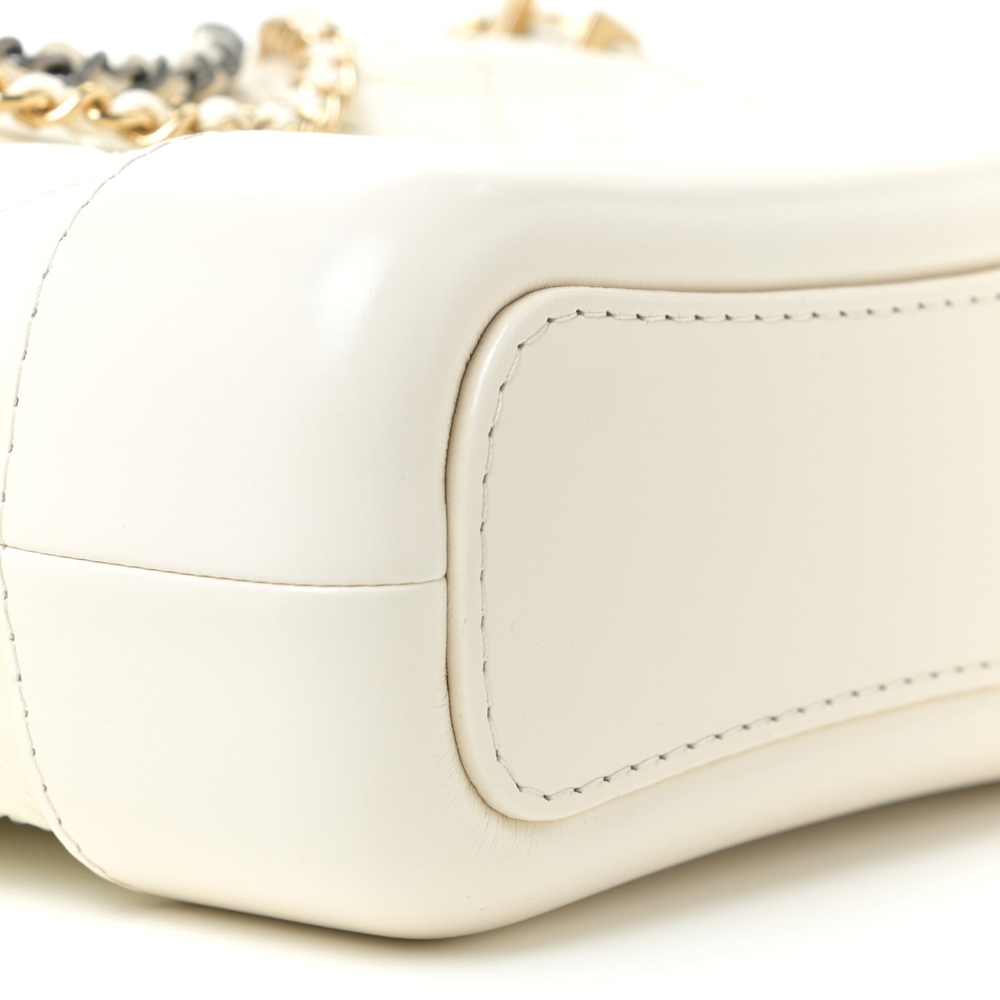 Aged Calfskin Quilted Small Gabrielle Hobo White