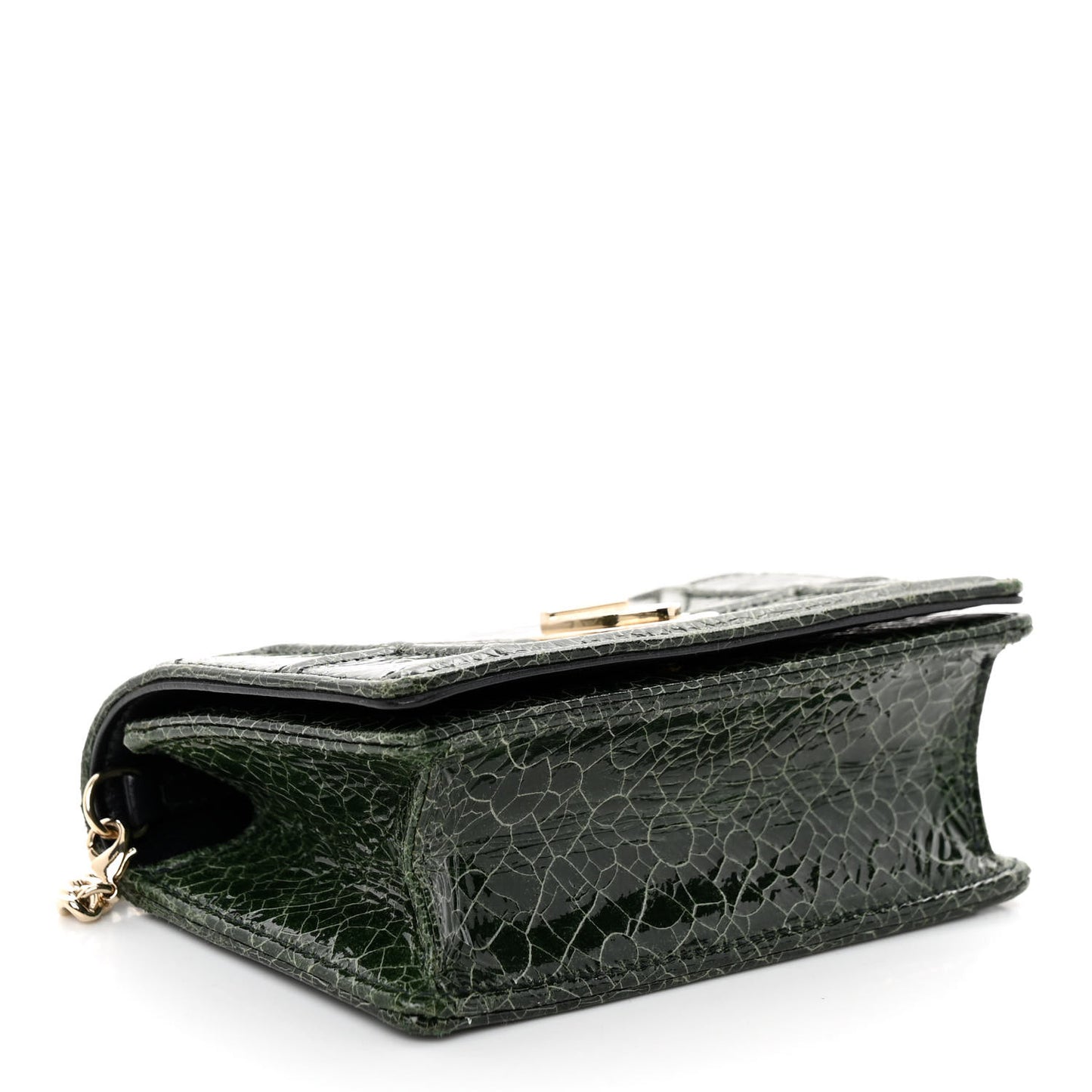 Ceramic Effect Deerskin Baby Diorama Flap Bag Green