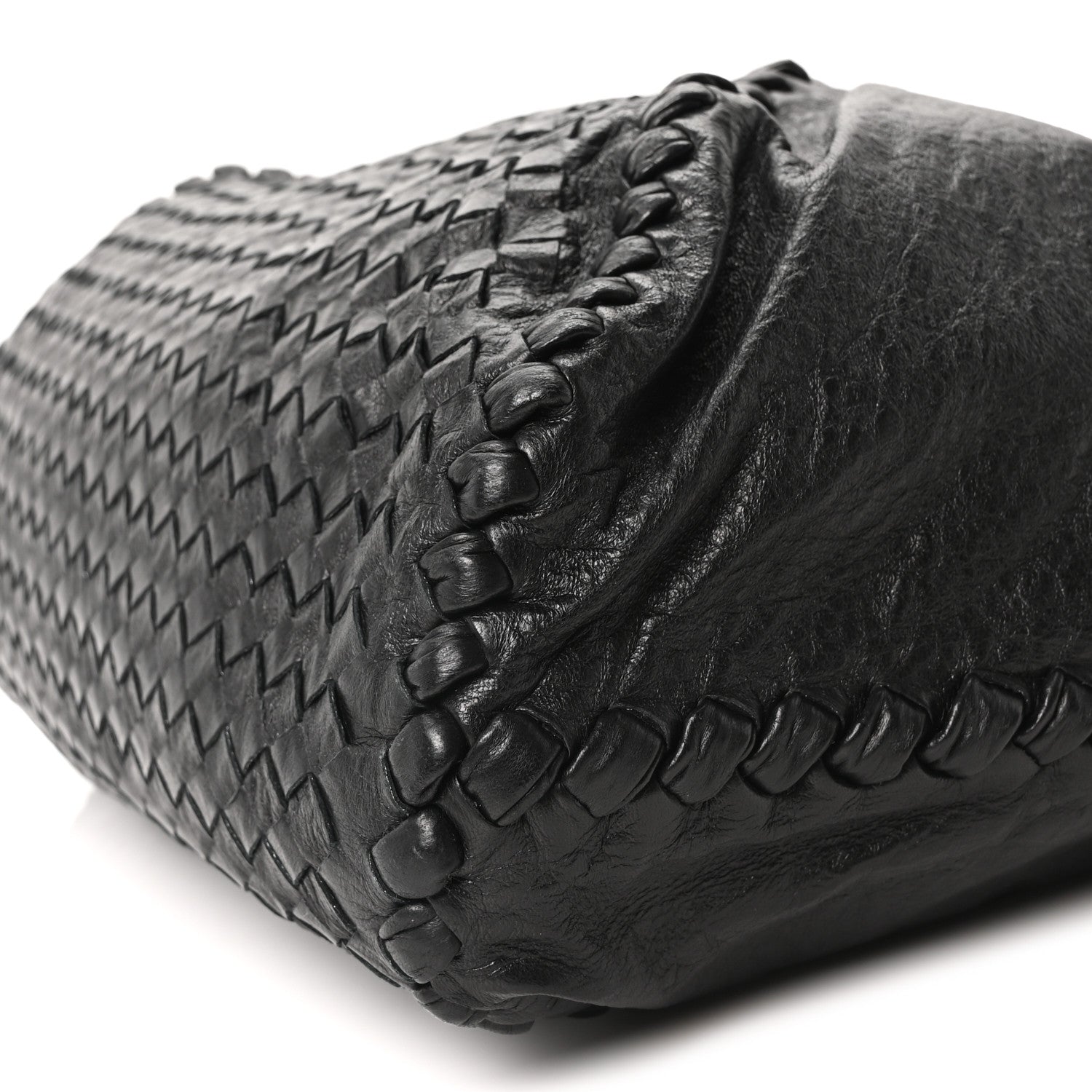 Bottega Veneta Grained Lambskin Intrecciato Large Shoulder Bag Black 9 of 9