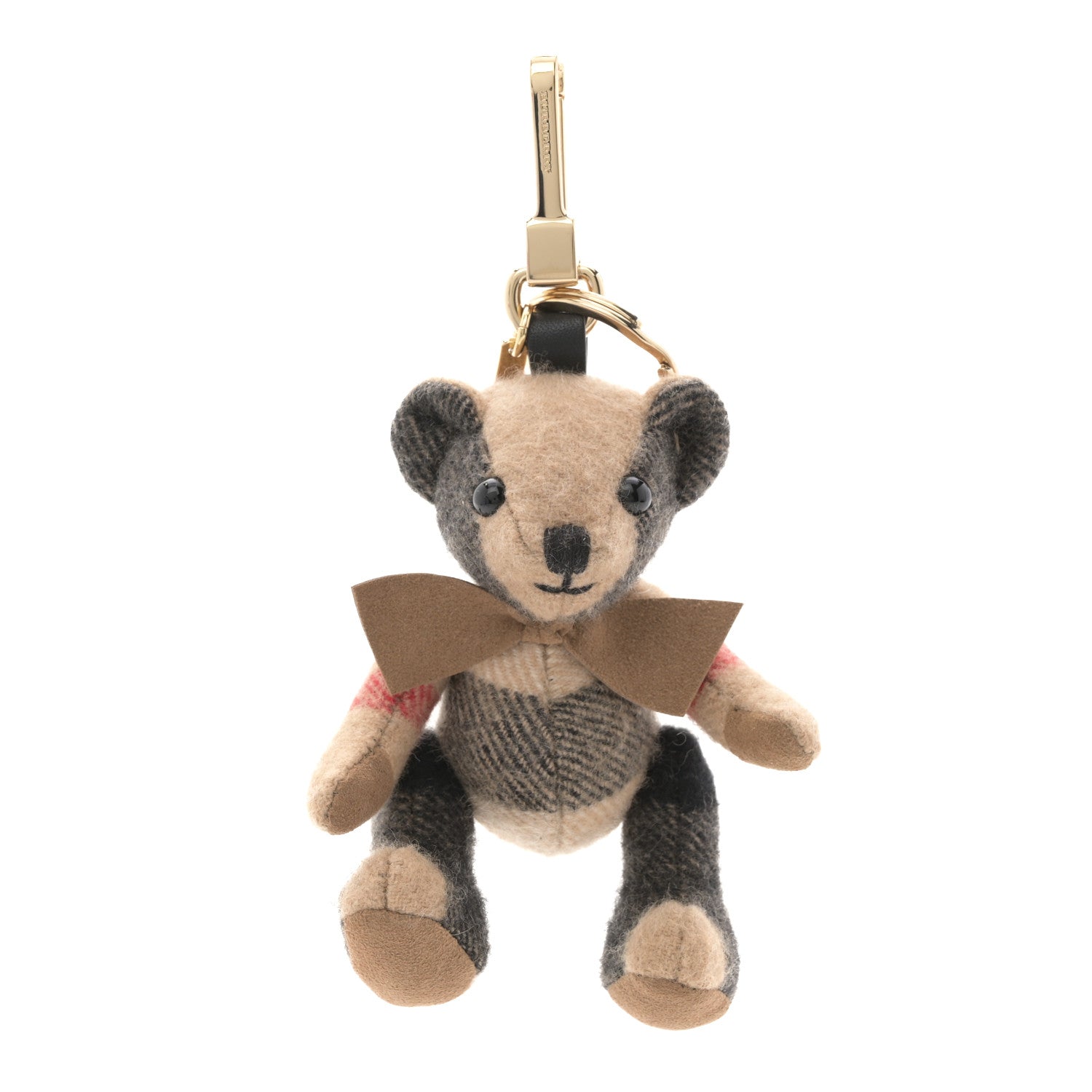Burberry Cashmere House Check Thomas Bear Bag Charm Camel Gold 1 of 4