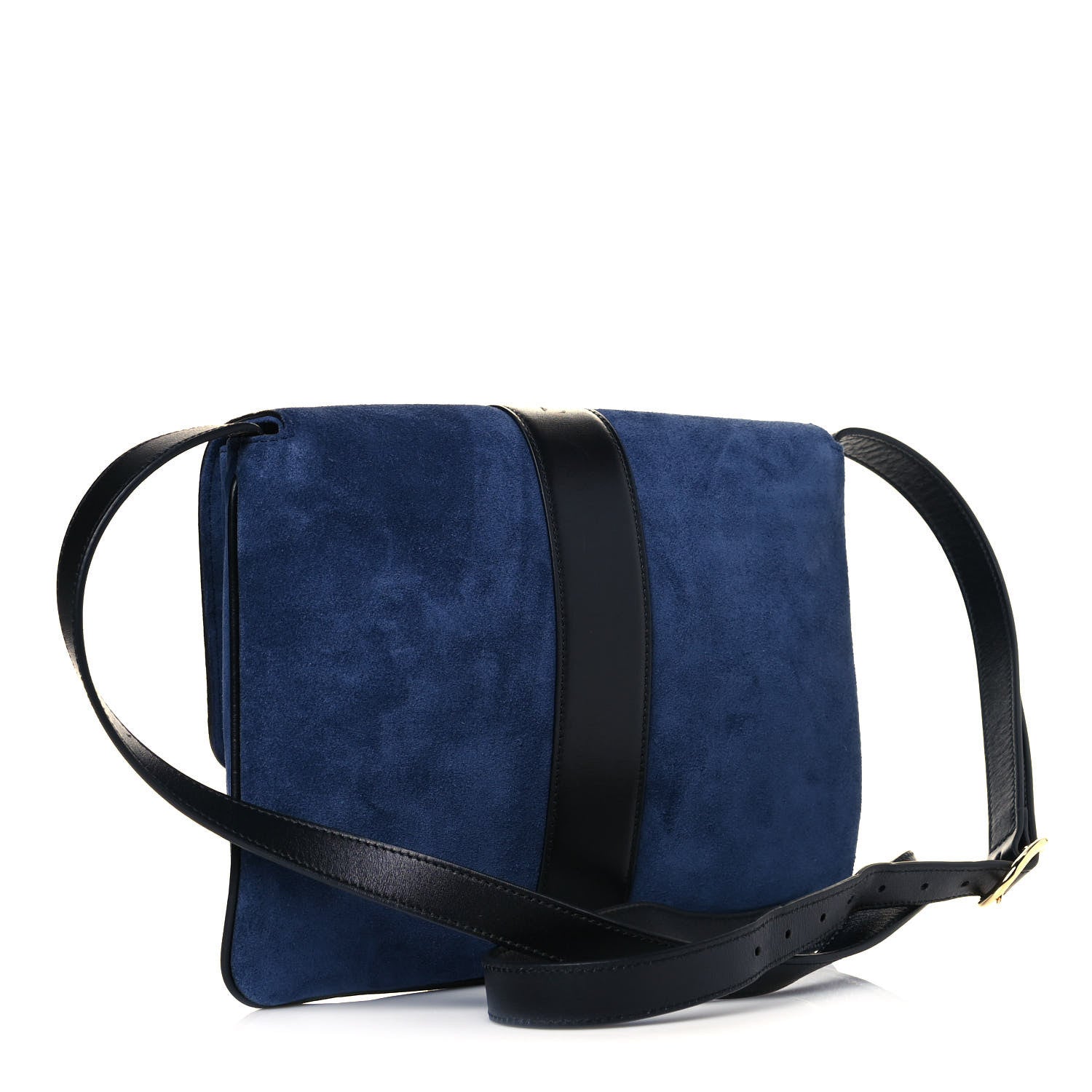 Gucci Suede Medium Arli Flap Shoulder Bag Blue Ink Black 4 of 13