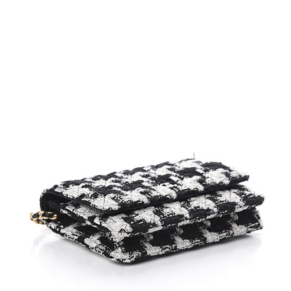 Chanel Tweed Quilted Wallet On Chain WOC Black Ecru White 3 of 9