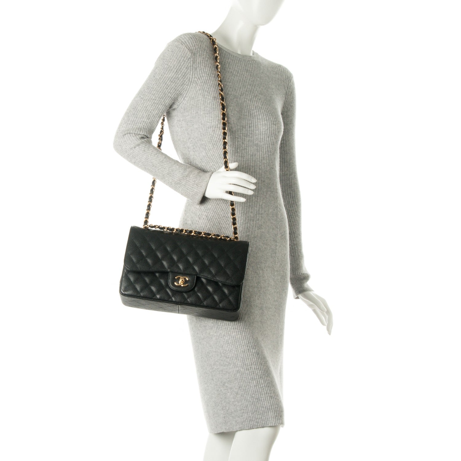 Chanel Caviar Quilted Jumbo Double Flap Black 3 of 9