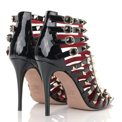 Valentino Garavani Patent Rockstud Alcove Cage 100mm Booties 37.5 Black 4 of 8