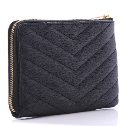 Saint Laurent Grain de Poudre Matelasse Monogram Key Pouch Black 3 of 8
