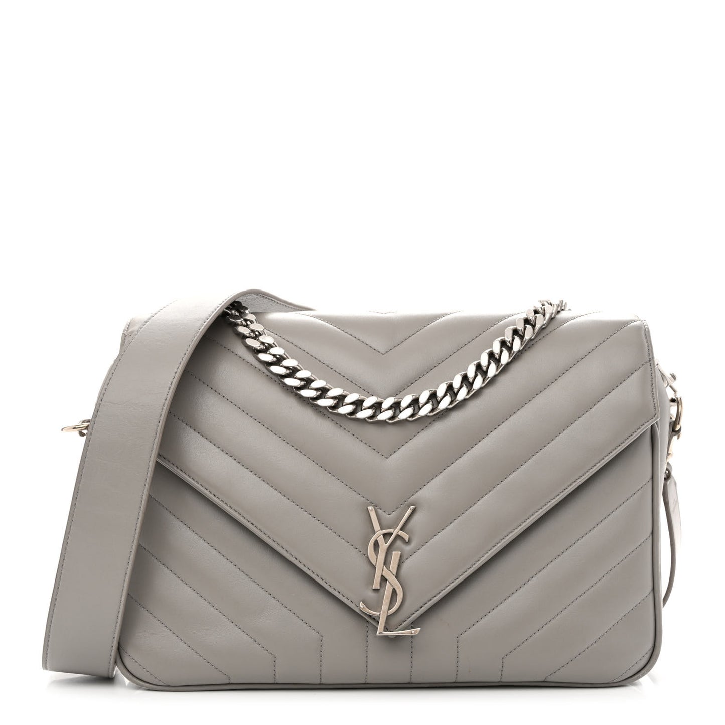 Calfskin Y Quilted Monogram Loulou Shoulder Bag Pearl Grey