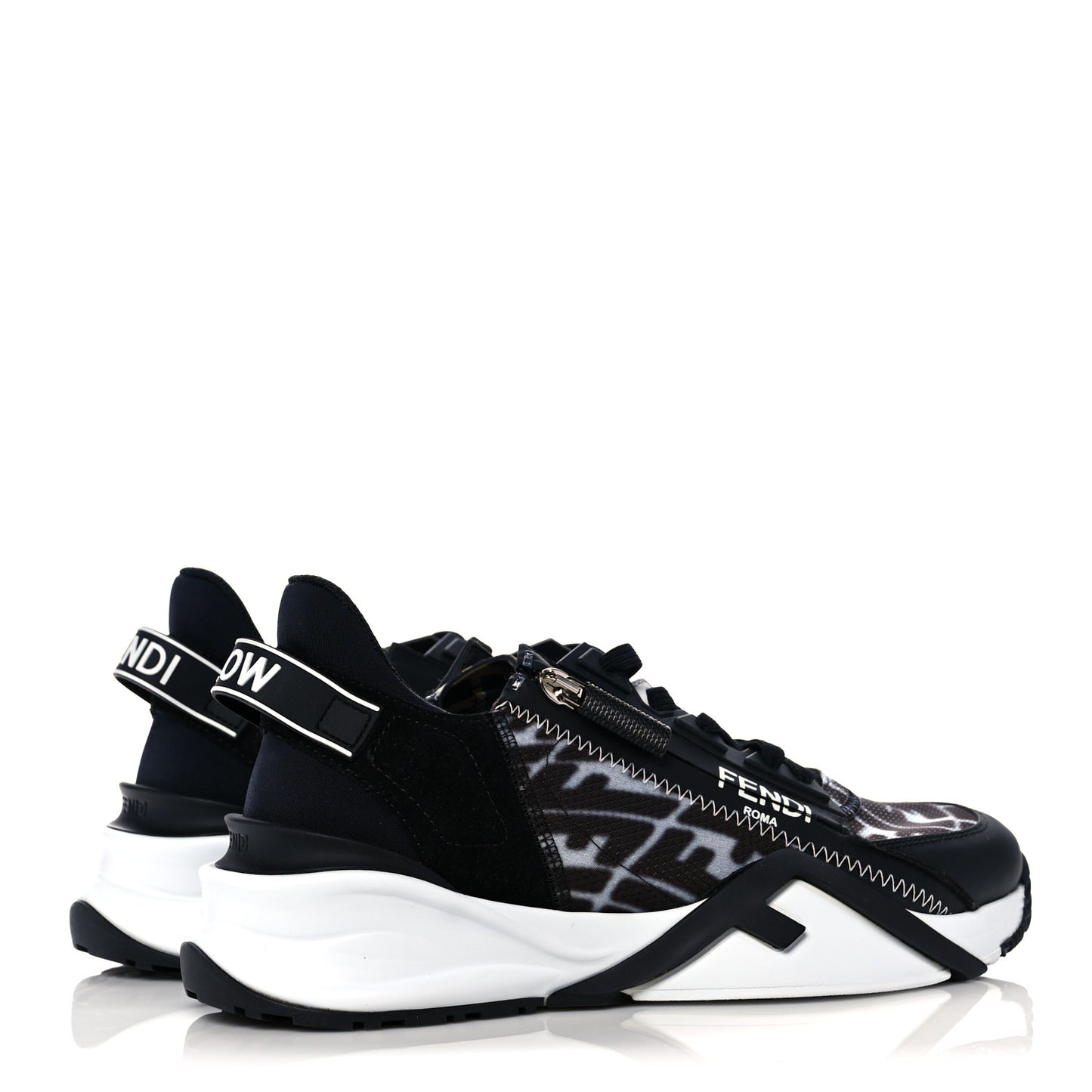 X SARAH COLEMAN Nylon Lycra FF Vertigo Fendi Flow Low Top Sneakers 38 Black