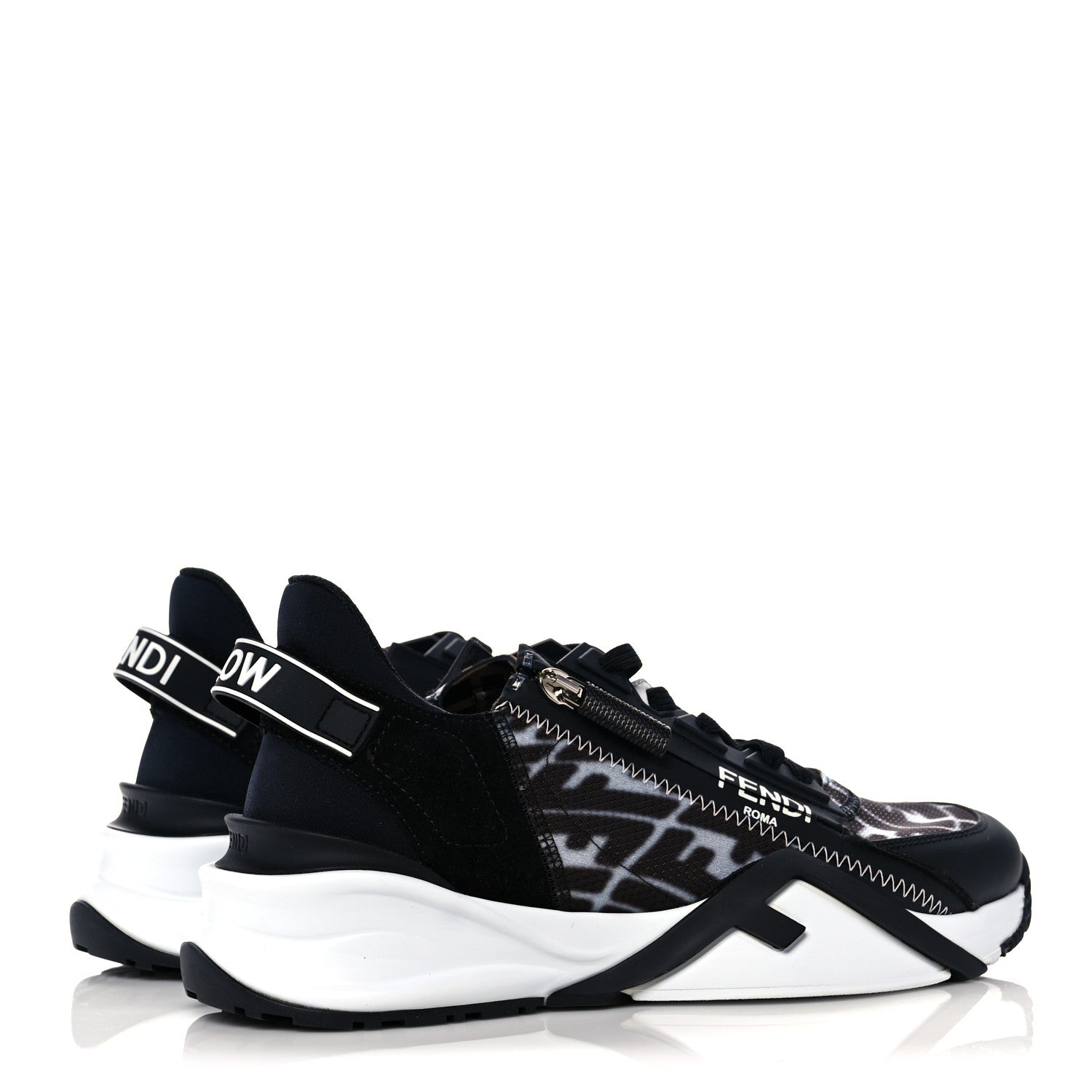 Fendi X SARAH COLEMAN Nylon Lycra FF Vertigo Fendi Flow Low Top Sneakers 38 Black 4 of 9