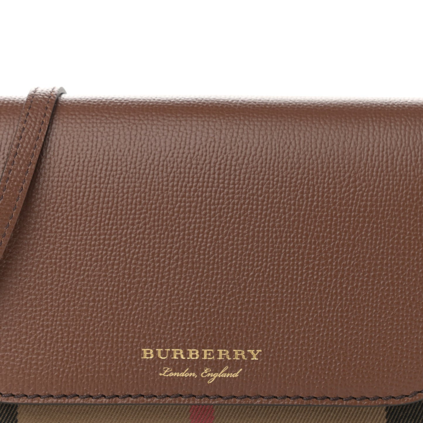 Grained Calfskin House Check Tartan Mix Hampshire Wallet On Chain Tan