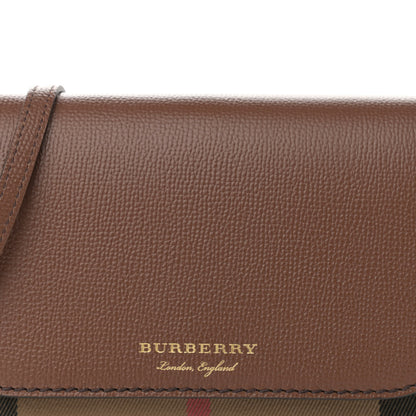 Burberry Grained Calfskin House Check Tartan Mix Hampshire Wallet On Chain Tan 8 of 10