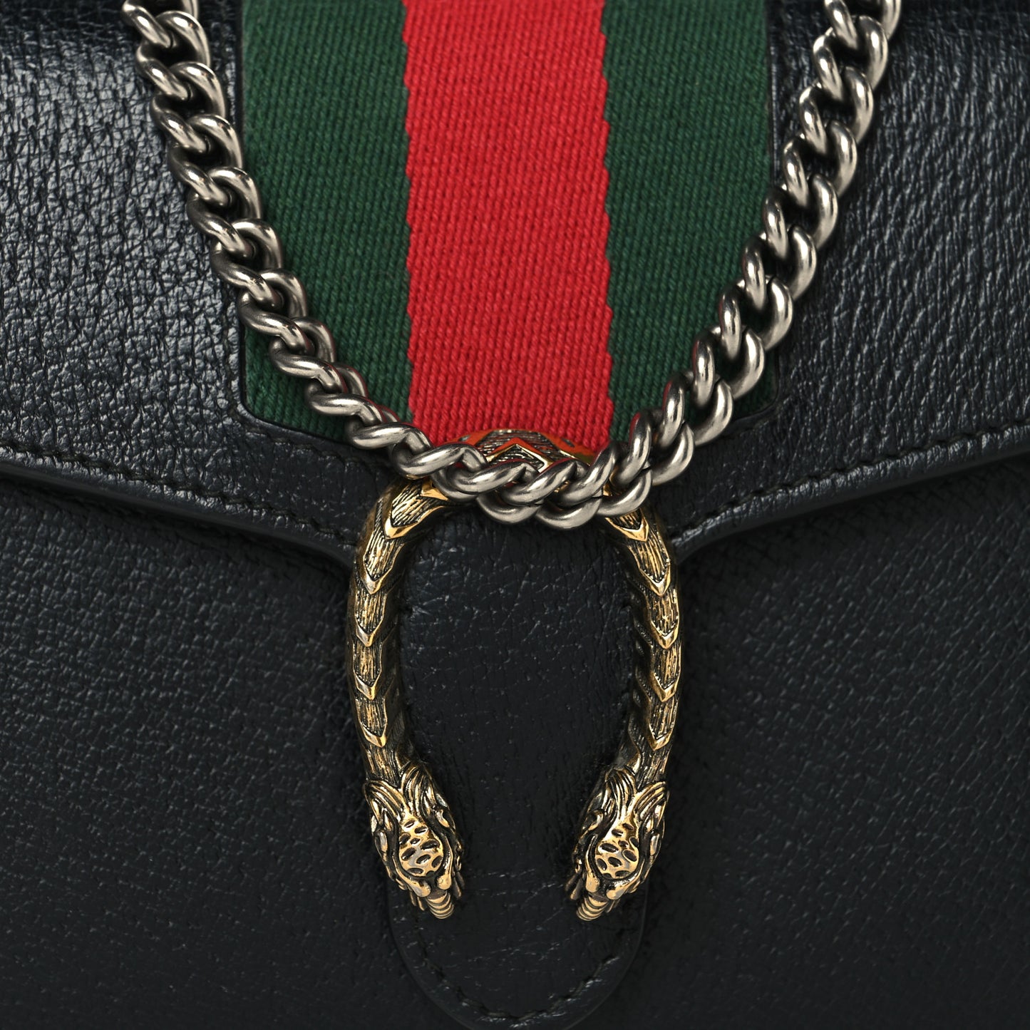 Calfskin Web Mini Dionysus Chain Wallet Black