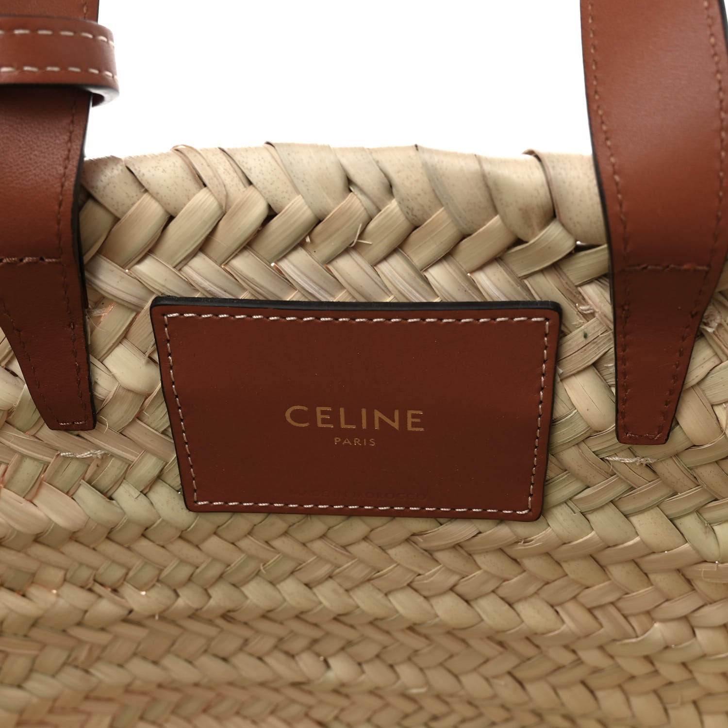 Celine Raffia Calfskin Triomphe Teen Panier Tan 6 of 10