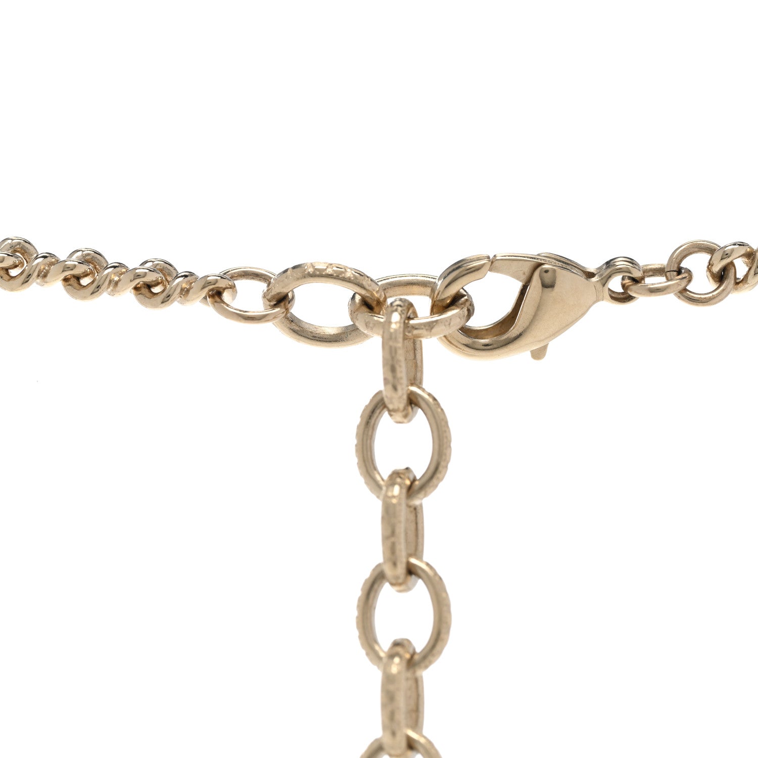 Chanel Metal Crystal Bead Scarab CC Pendant Necklace Black 5 of 7