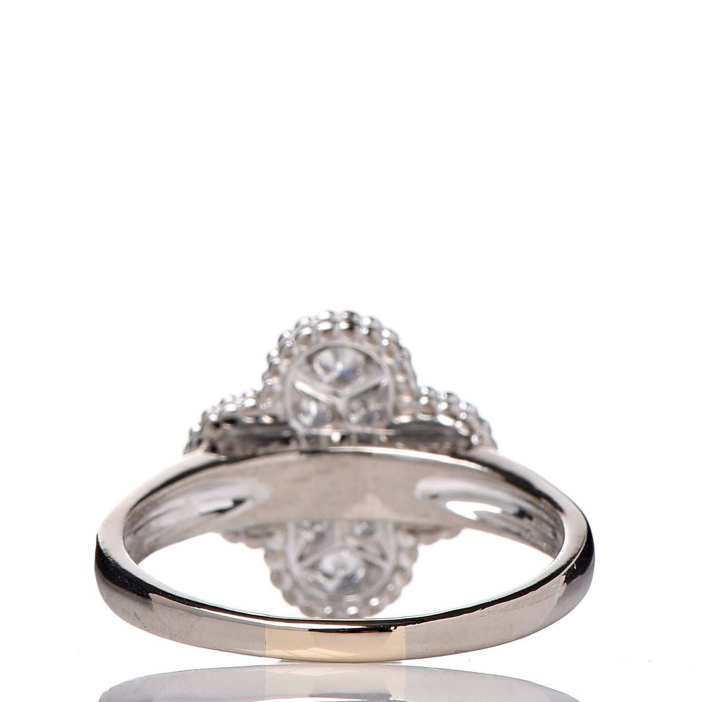 18K White Gold Diamond Vintage Alhambra Ring 60 9