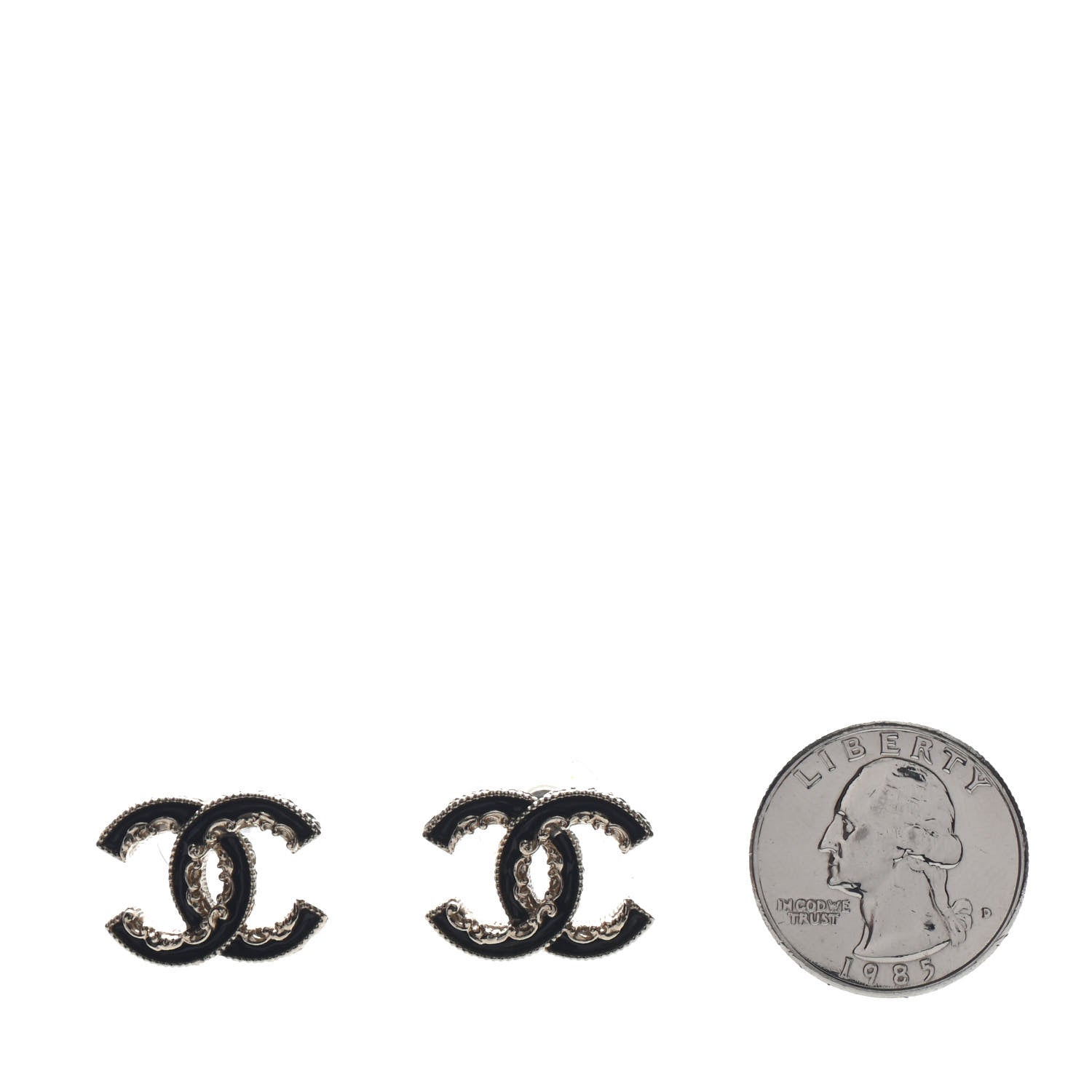 Chanel Enamel CC Baroque Earrings Black Gold 2 of 4