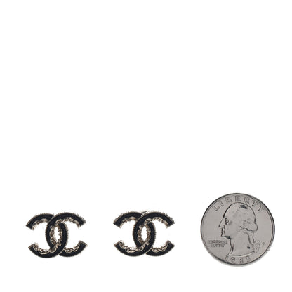 Chanel Enamel CC Baroque Earrings Black Gold 2 of 4