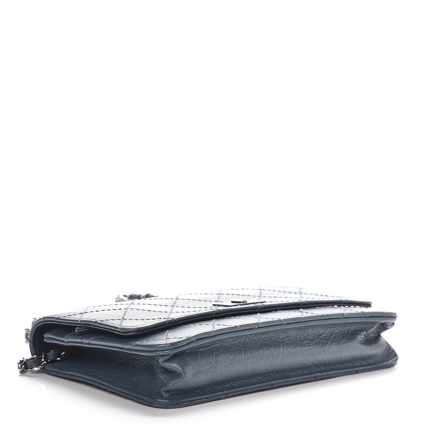 Aged Lambskin Quilted Reissue Wallet On Chain WOC Dark Blue