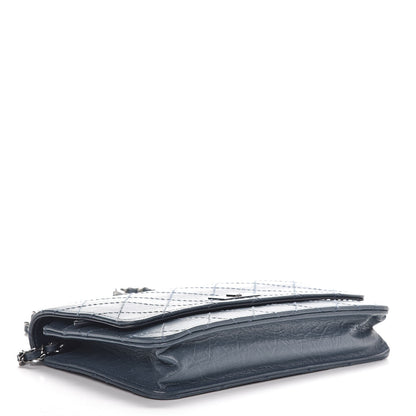 Chanel Aged Lambskin Quilted Reissue Wallet On Chain WOC Dark Blue 4 of 10