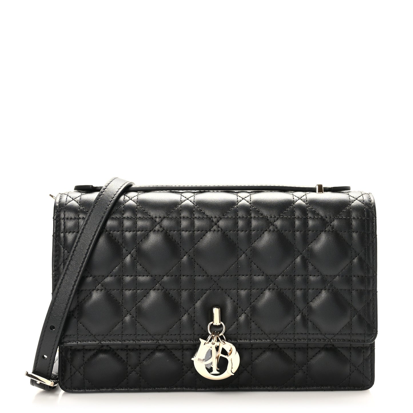 Lambskin Cannage Miss Dior Top Handle Bag Black