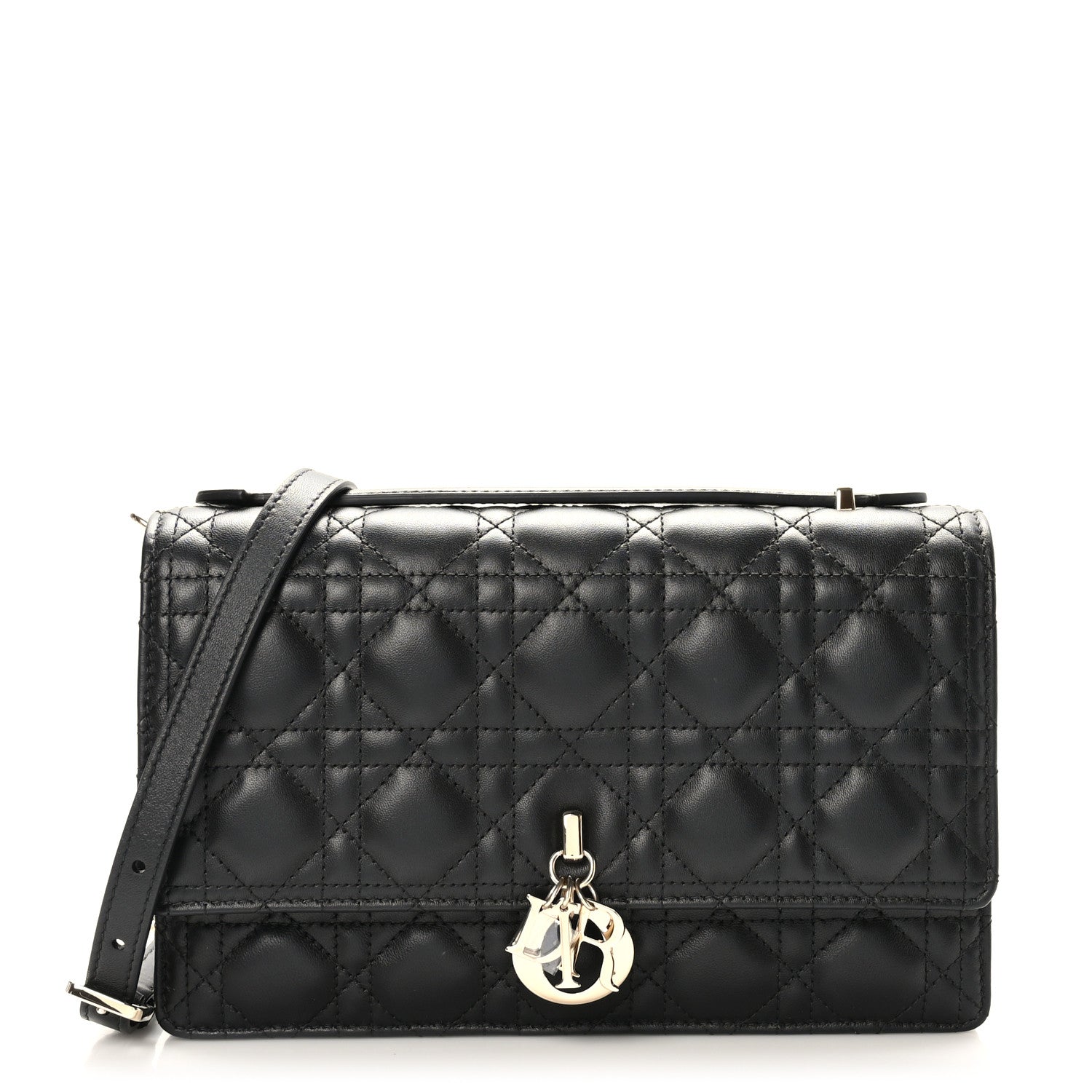 Christian Dior Lambskin Cannage Miss Dior Top Handle Bag Black 1 of 8