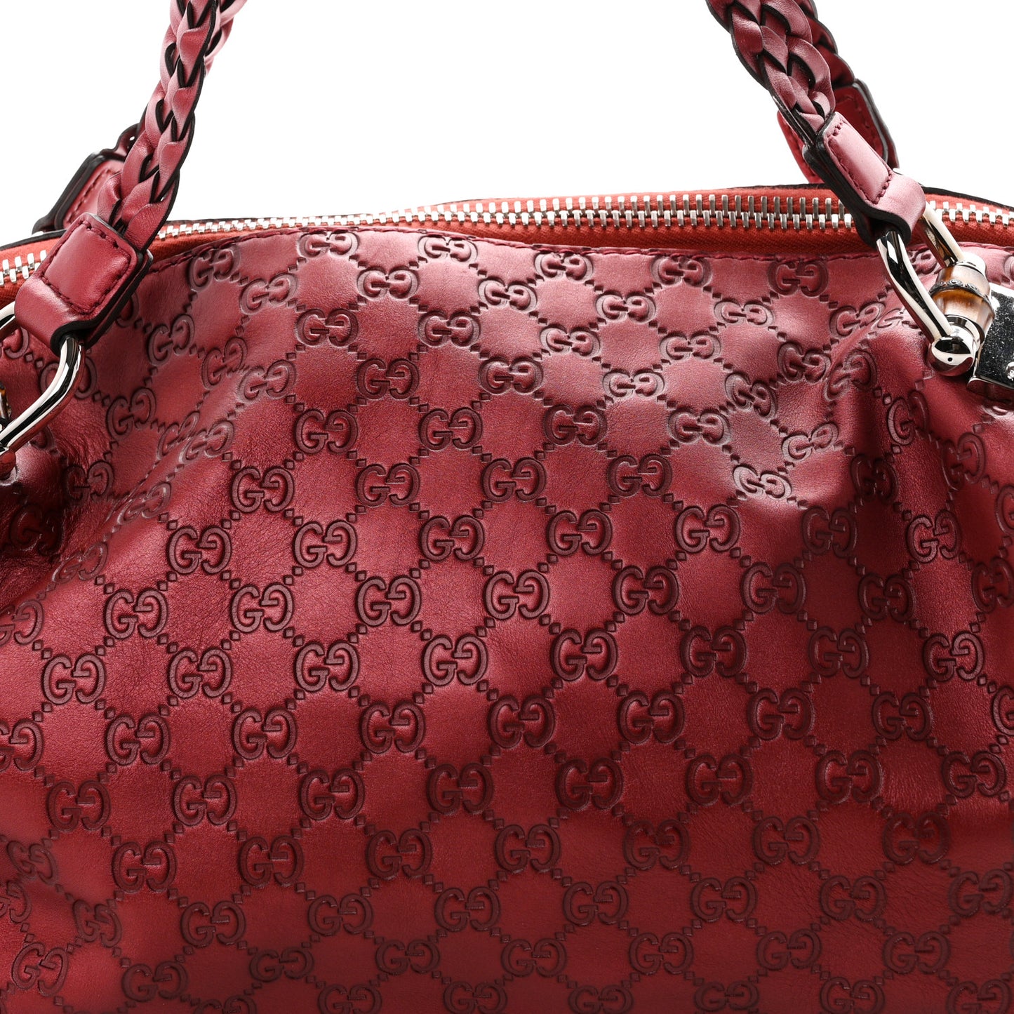 Metallic Guccissima Medium Bamboo Bar Tote Red