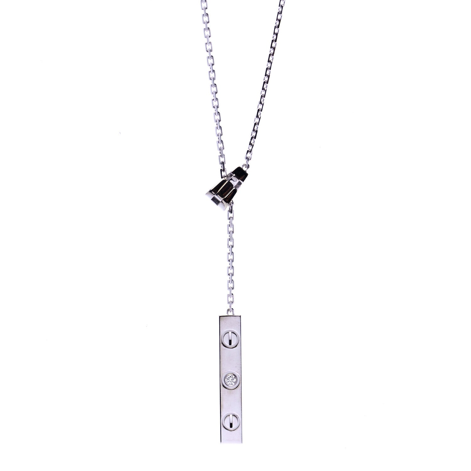 Cartier 18K White Gold Diamond LOVE Lariat Necklace 1 of 5
