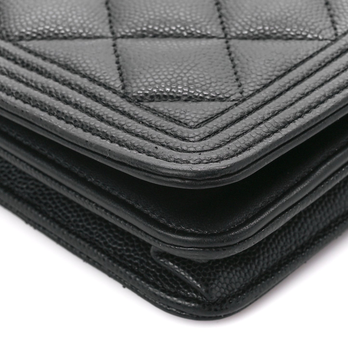 Caviar Quilted Boy Wallet On Chain WOC Black