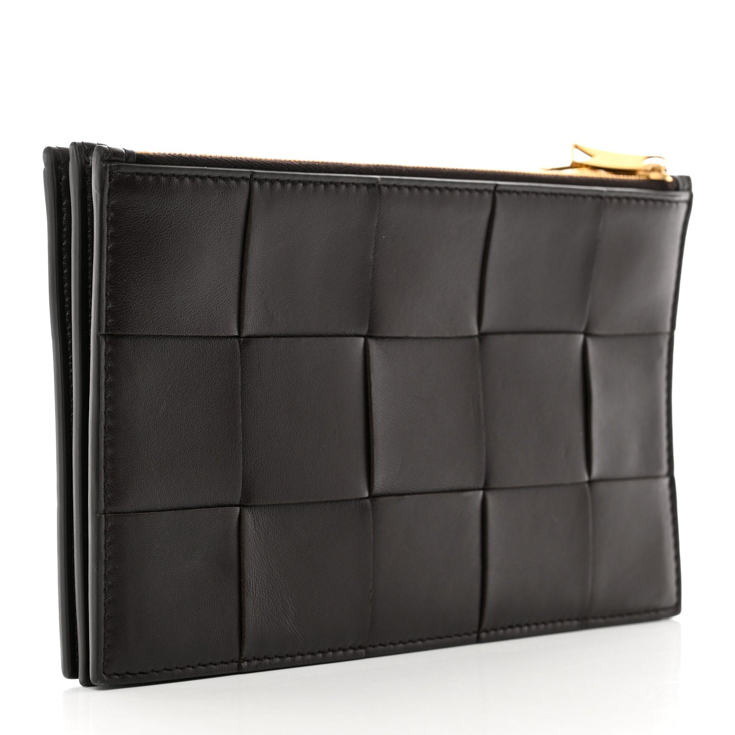 Nappa Maxi Intrecciato Triple Zip Clutch Fondant