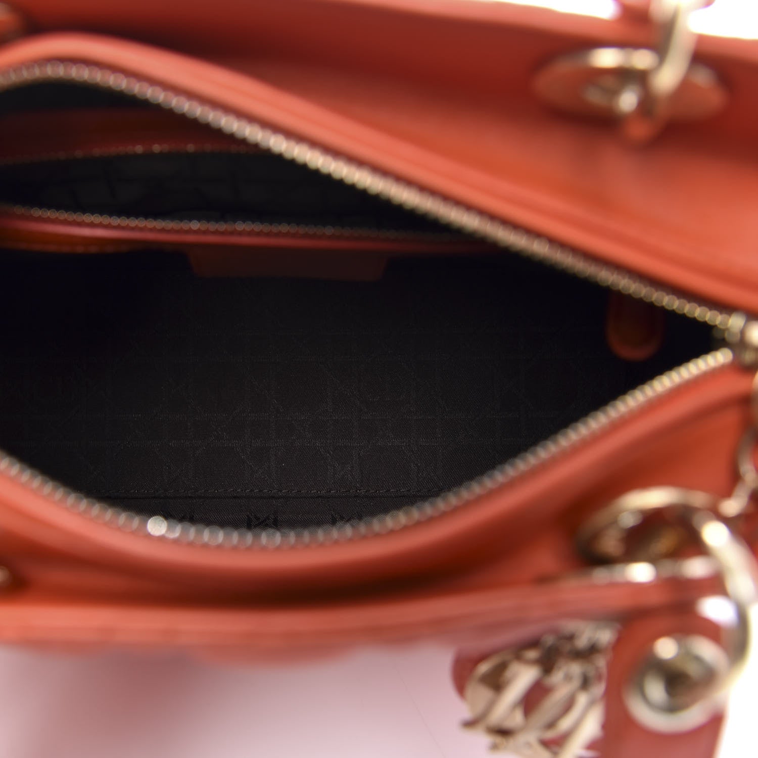 Christian Dior Lambskin Cannage Medium Lady Dior Orange 5 of 17