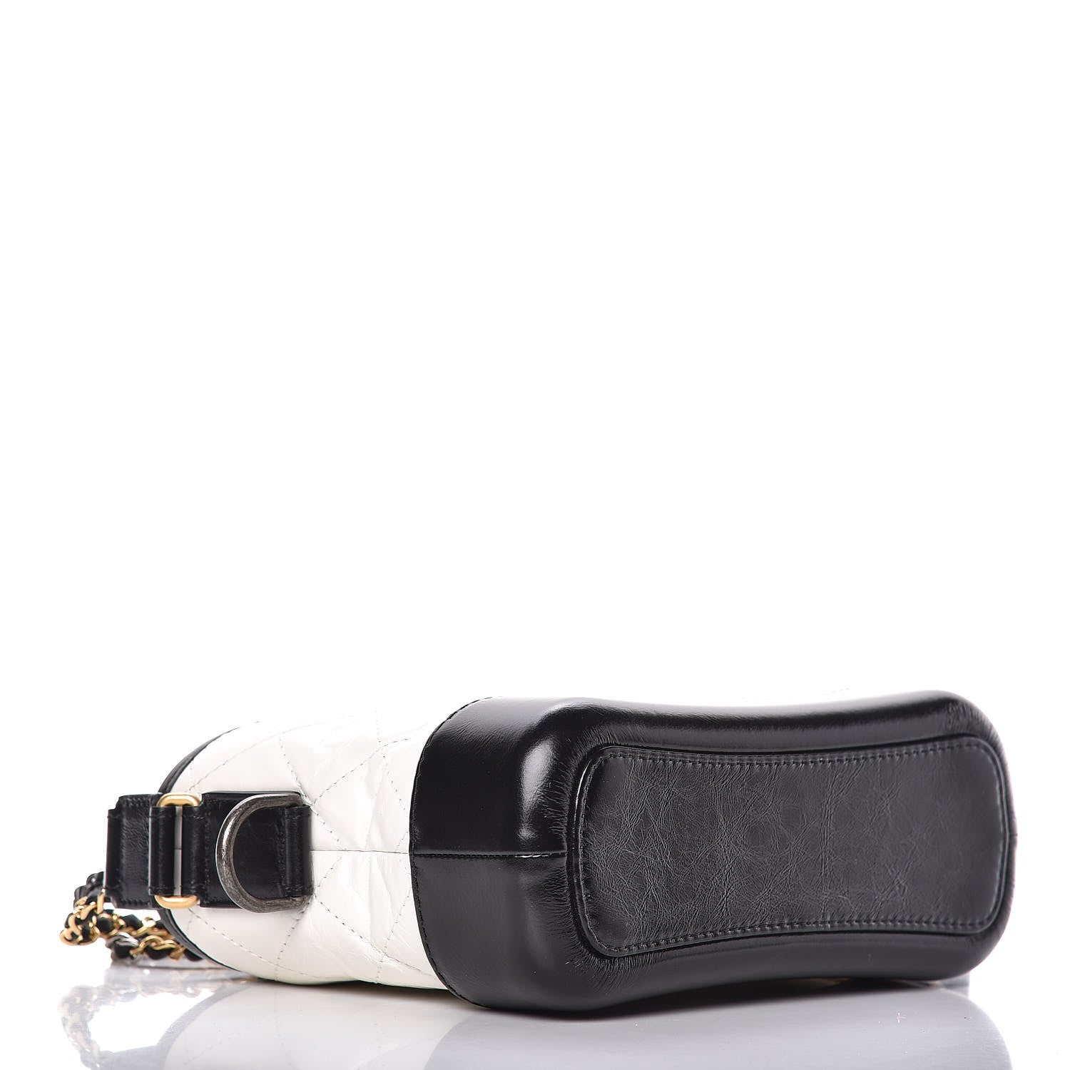 Chanel Aged Calfskin Quilted Small Gabrielle Hobo Black White 4 of 11