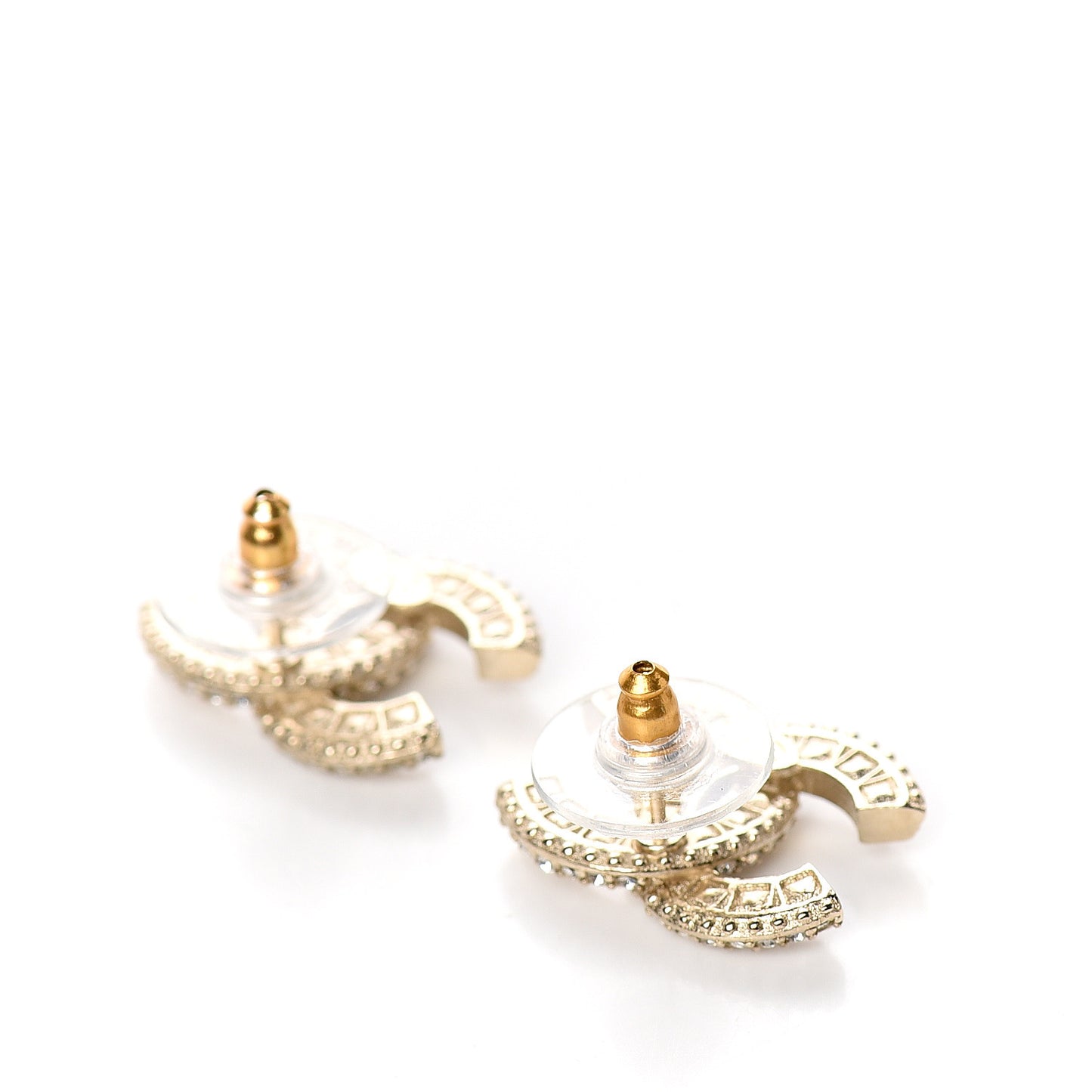 Crystal Timeless CC Earrings Light Gold