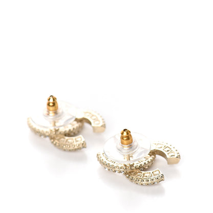 Chanel Crystal Timeless CC Earrings Light Gold 3 of 5