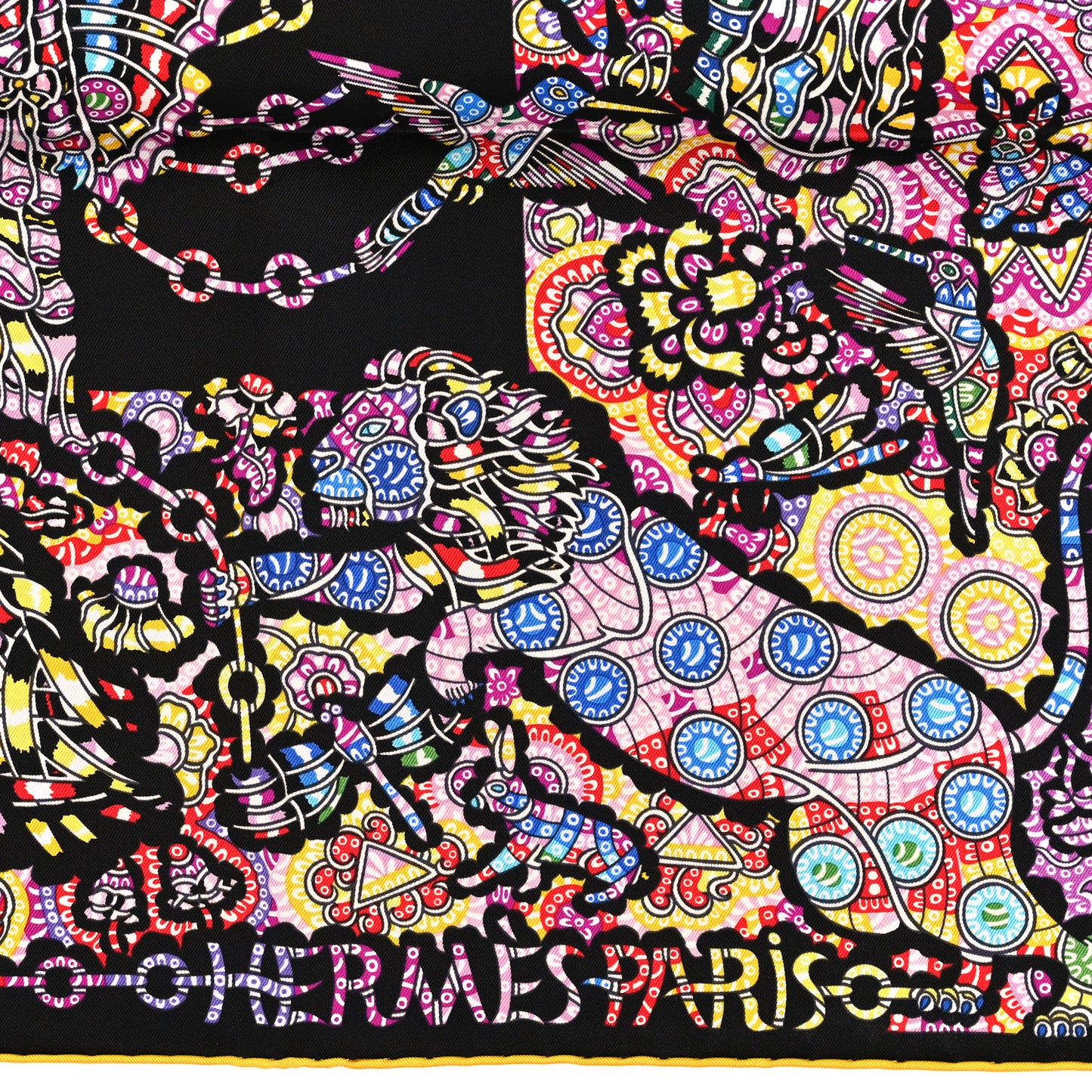 Silk La Légende De La Forêt Scarf 90 Black Mauve Multicolor