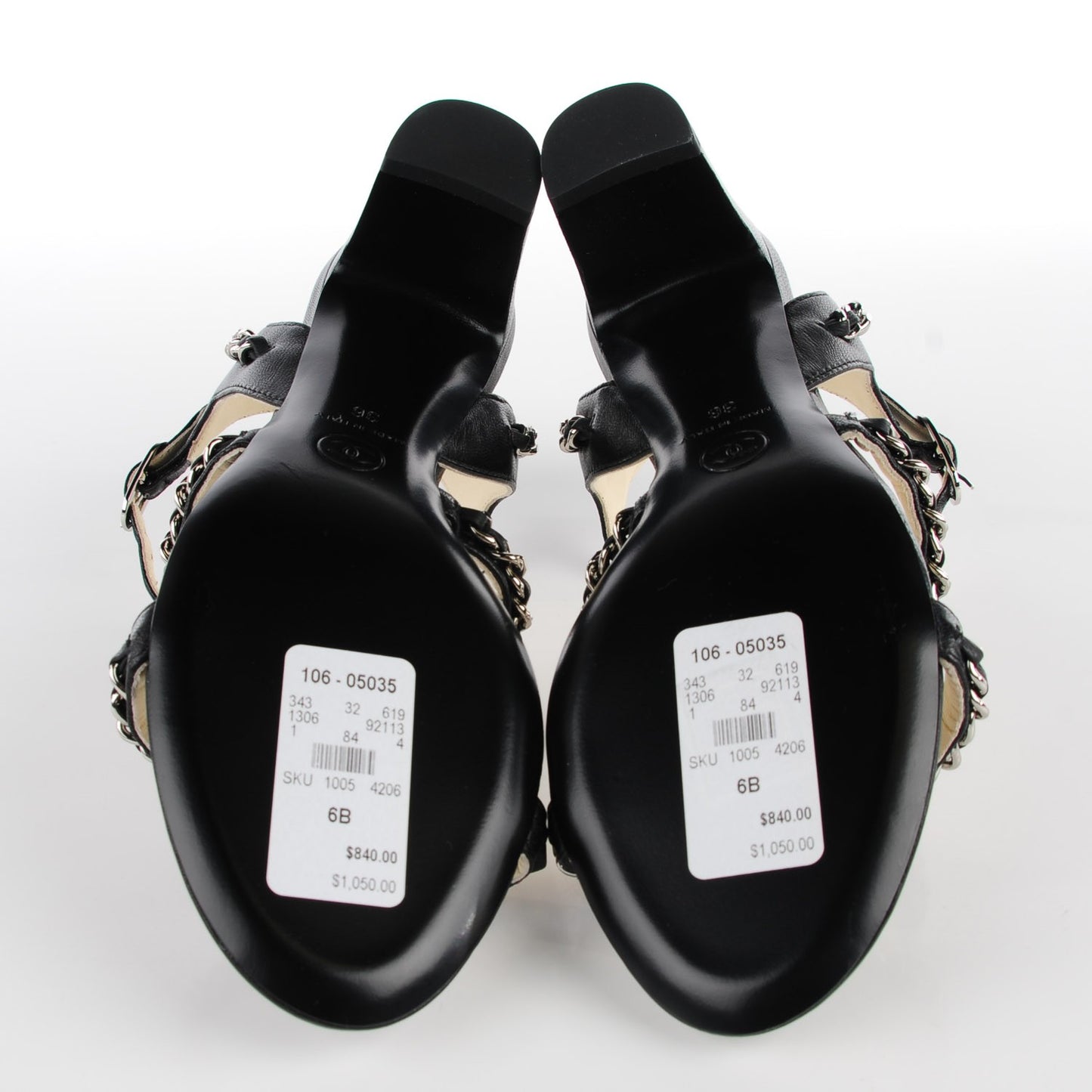 Lambskin Gladiator Chain Sandals 36 Black