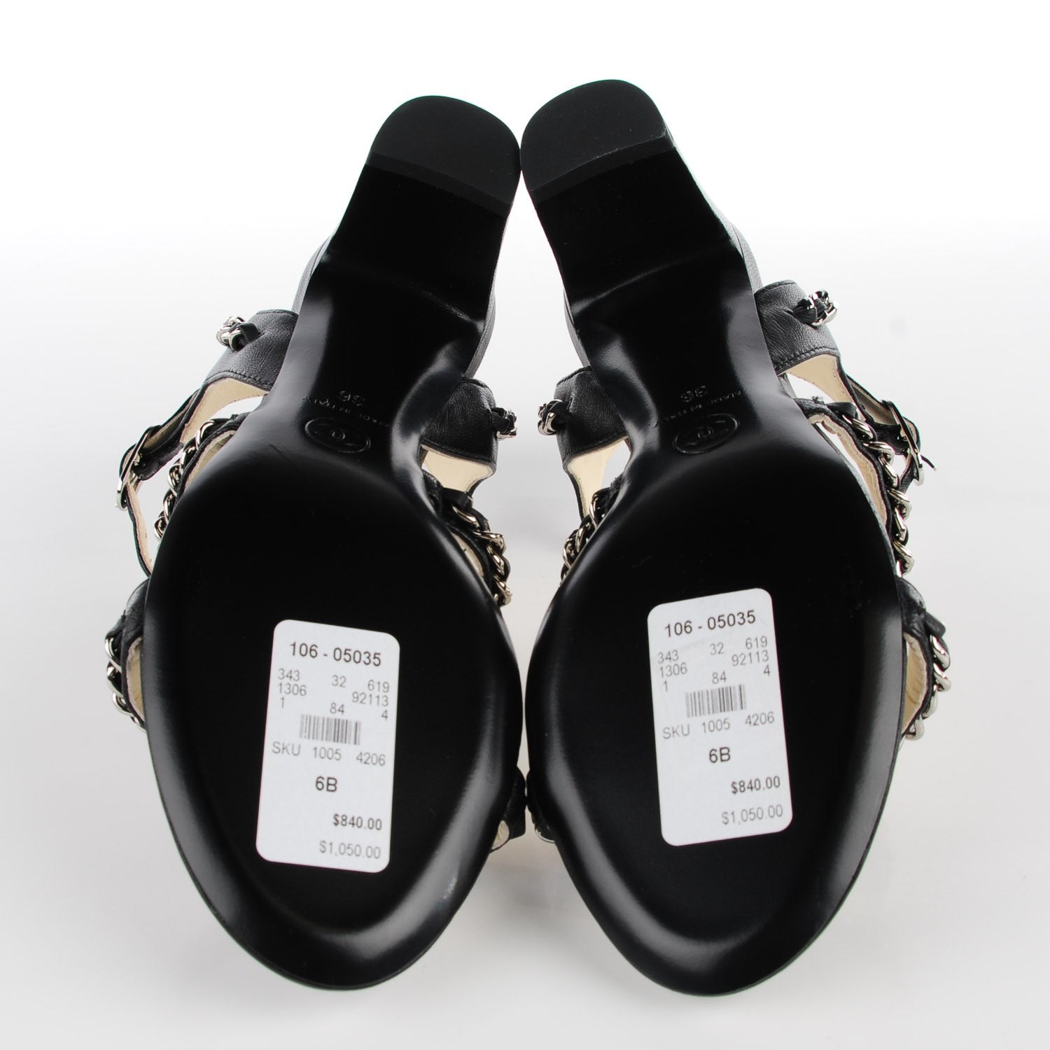Chanel Lambskin Gladiator Chain Sandals 36 Black 5 of 8