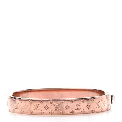 Louis Vuitton Brass Monogram Nanogram Cuff S Pink Gold 3 of 8