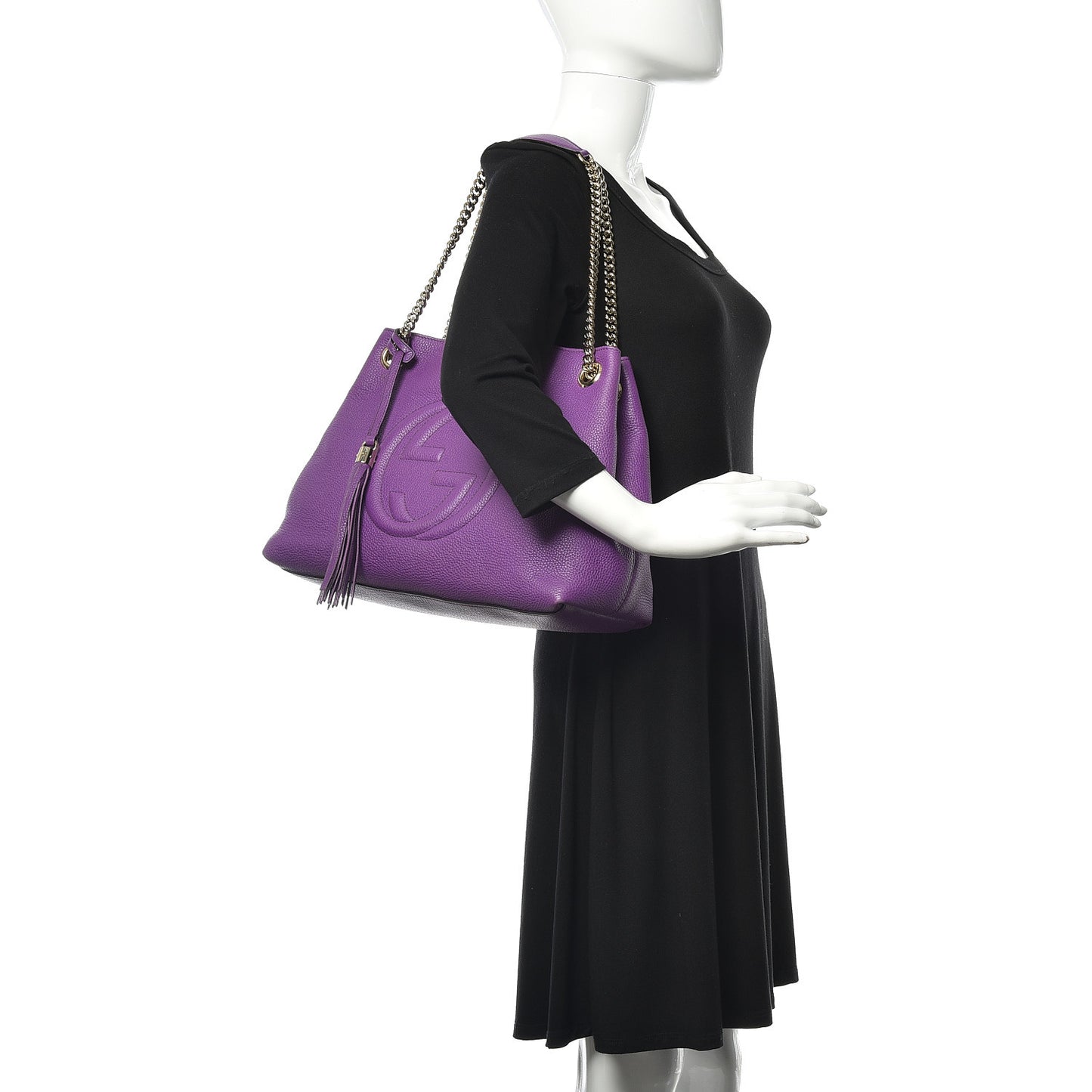 Pebbled Calfskin Medium Soho Chain Shoulder Bag Shine Purple