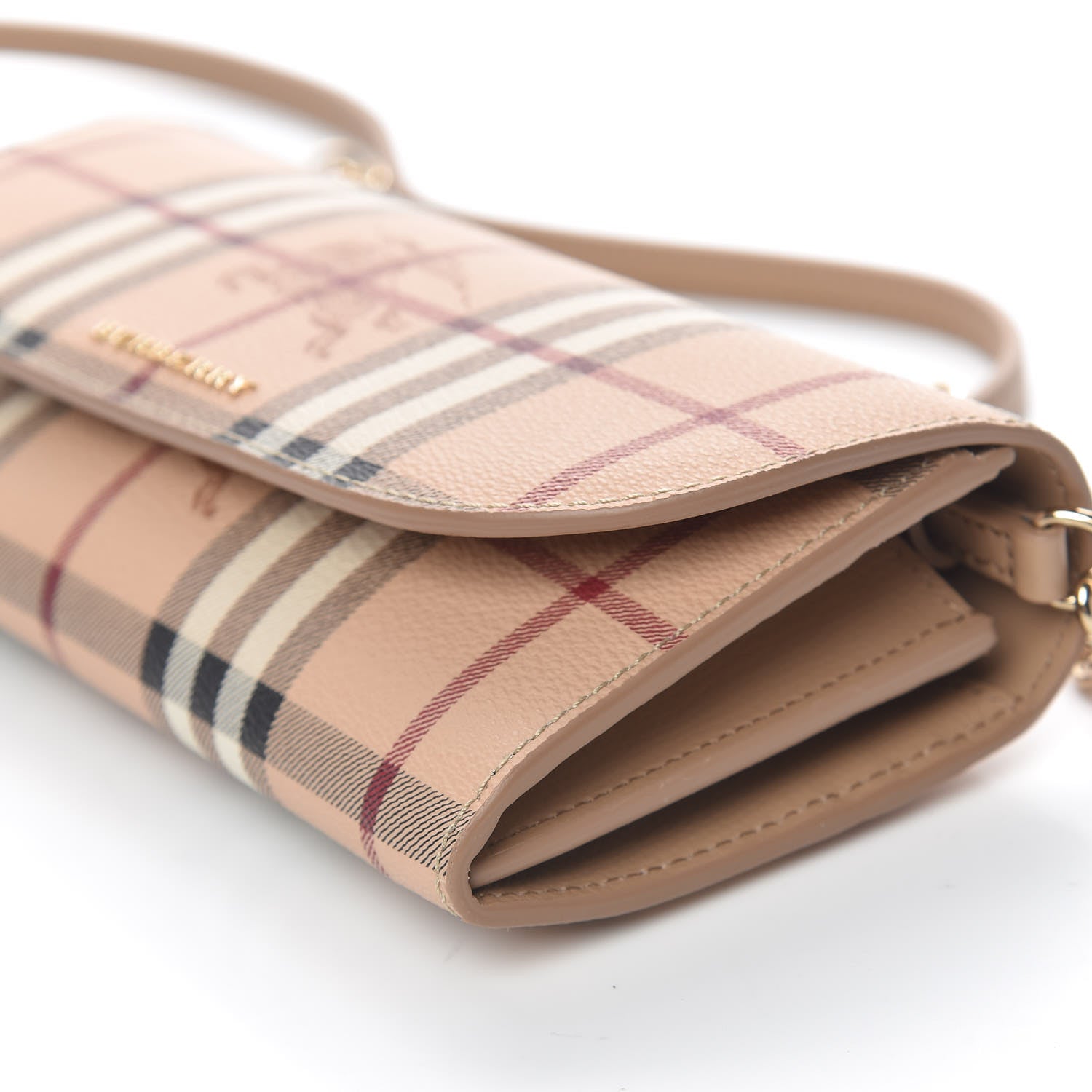 Burberry Haymarket Check Henley Wallet On Chain Mid Camel 10 of 11