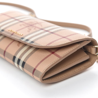 Burberry Haymarket Check Henley Wallet On Chain Mid Camel 10 of 11