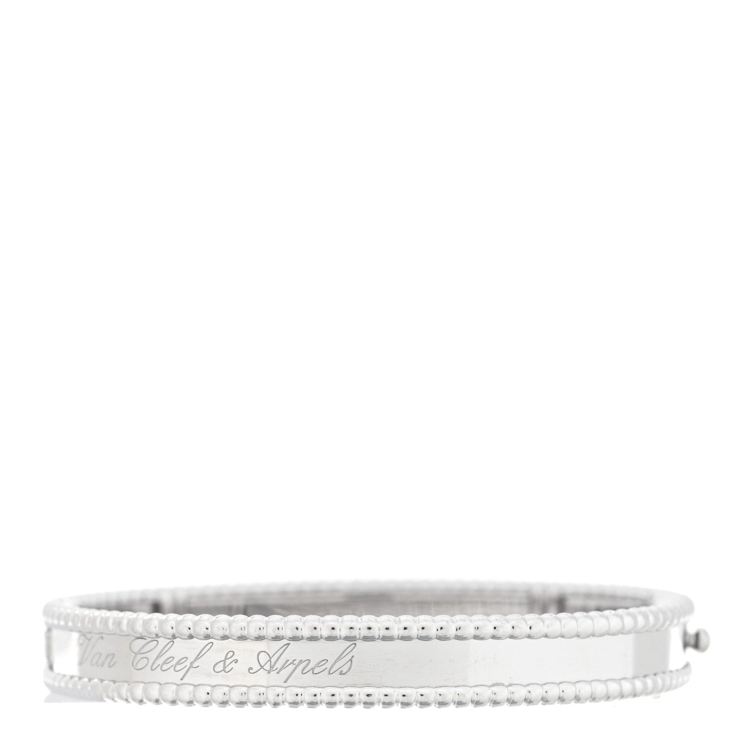 Van Cleef & Arpels 18K White Gold Perlee Signature Bangle Bracelet S 2 of 3
