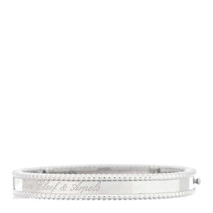Van Cleef & Arpels 18K White Gold Perlee Signature Bangle Bracelet S 2 of 3