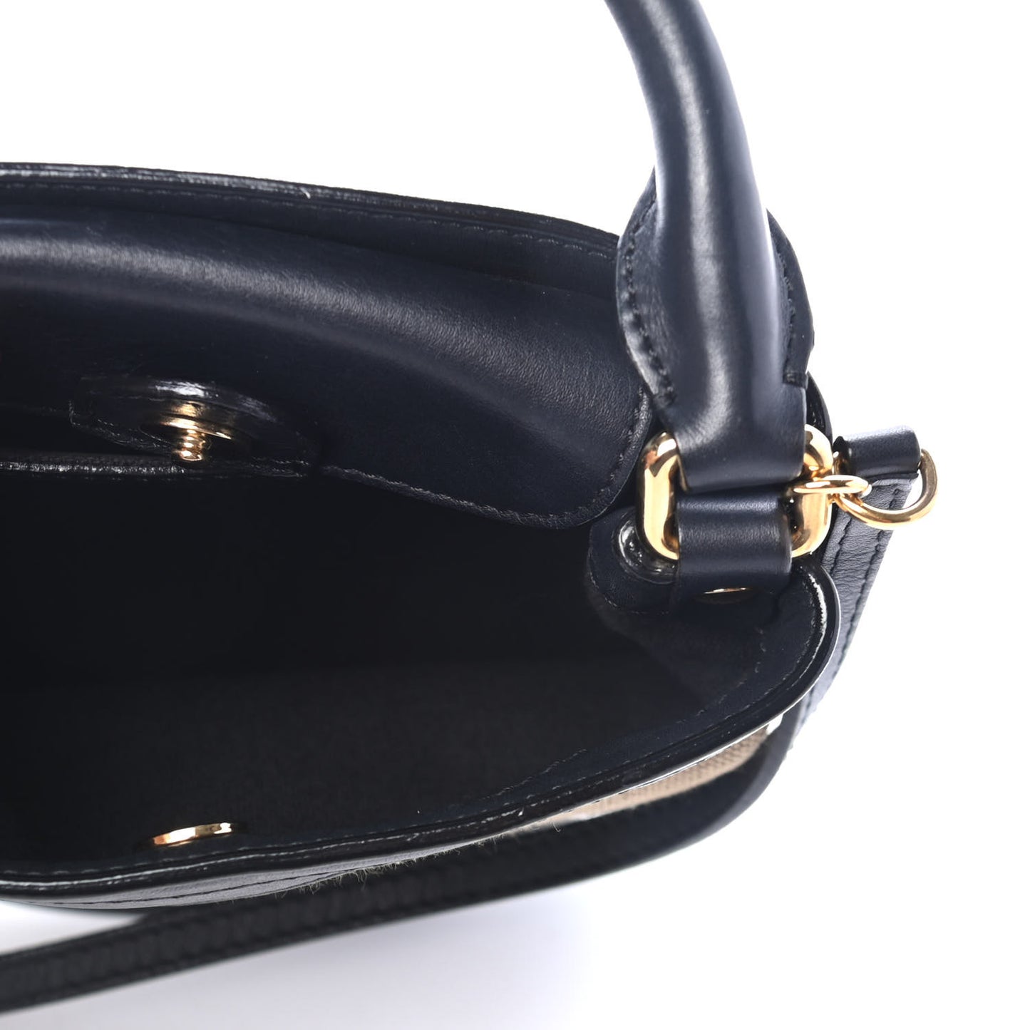 Canvas Check Calfskin Small The Bucket Backpack Bag Natural