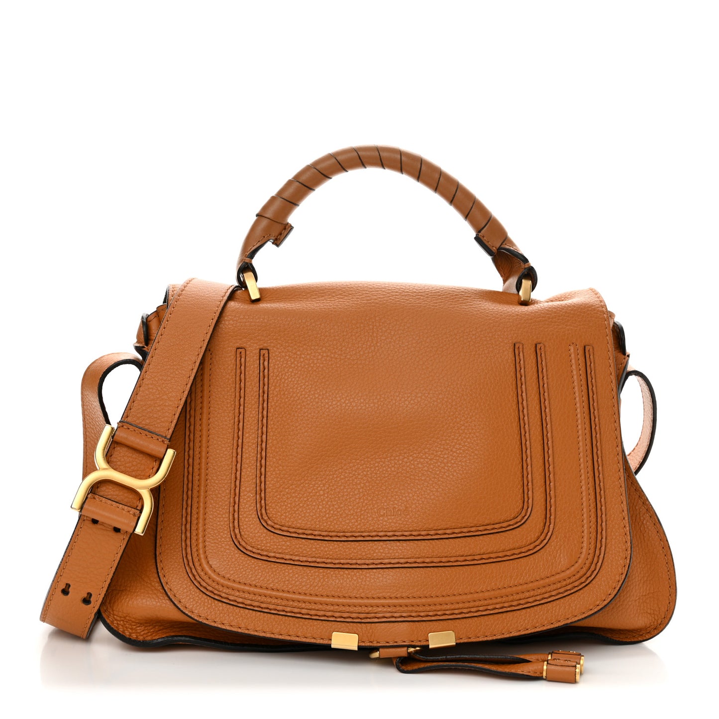 Calfskin Medium Marcie Top Handle Bag Tan