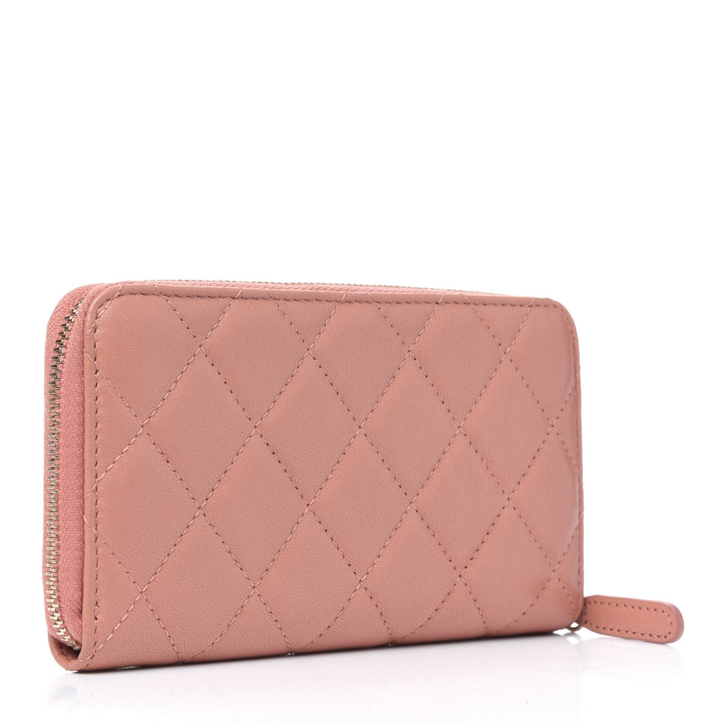 Lambskin Quilted Small Lucky Charms Zip Around Wallet Dark Beige