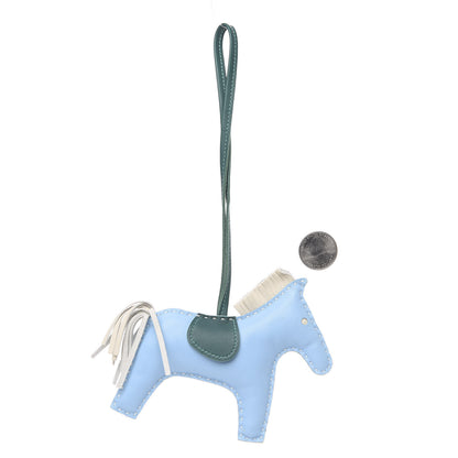 Hermes Milo Lambskin Grigri Rodeo Horse Bag Charm MM Celeste Malachite Craie 2 of 4