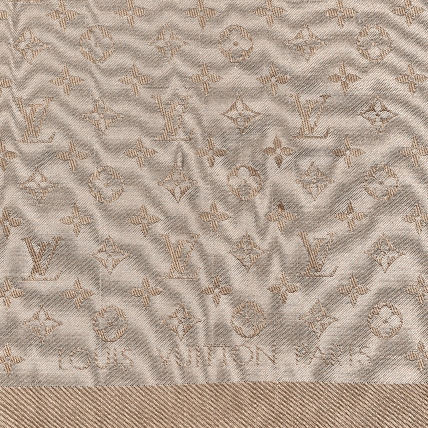 Louis Vuitton Silk Wool Monogram Denim Shawl Beige Rose 3 of 4