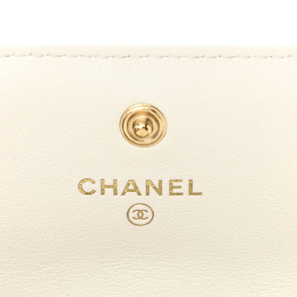 Chanel Calfskin Quilted About Pearls Card Holder Flap With Chain White 6 of 11