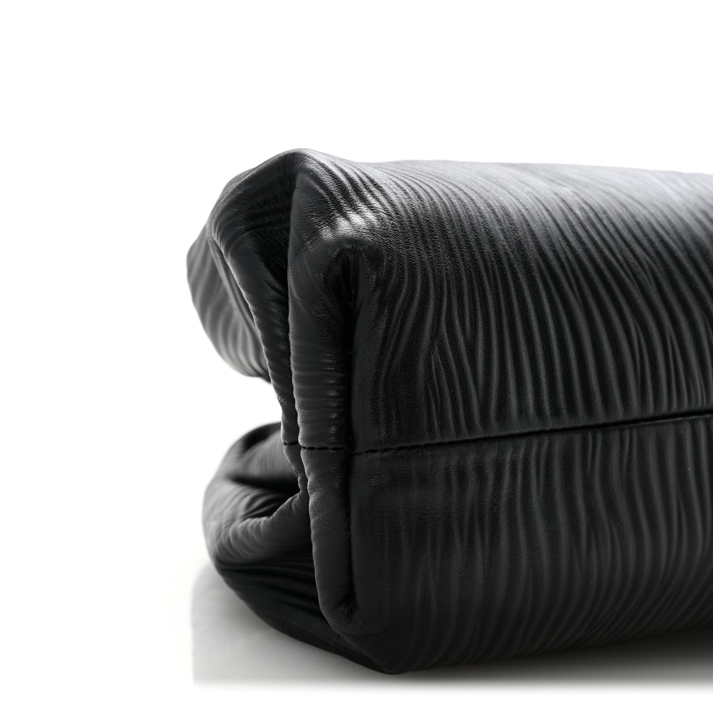 Bark Calfskin Embossed The Pouch Oversized Clutch Black