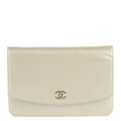 Chanel Caviar Sevruga Wallet on Chain WOC Silver 1 of 8