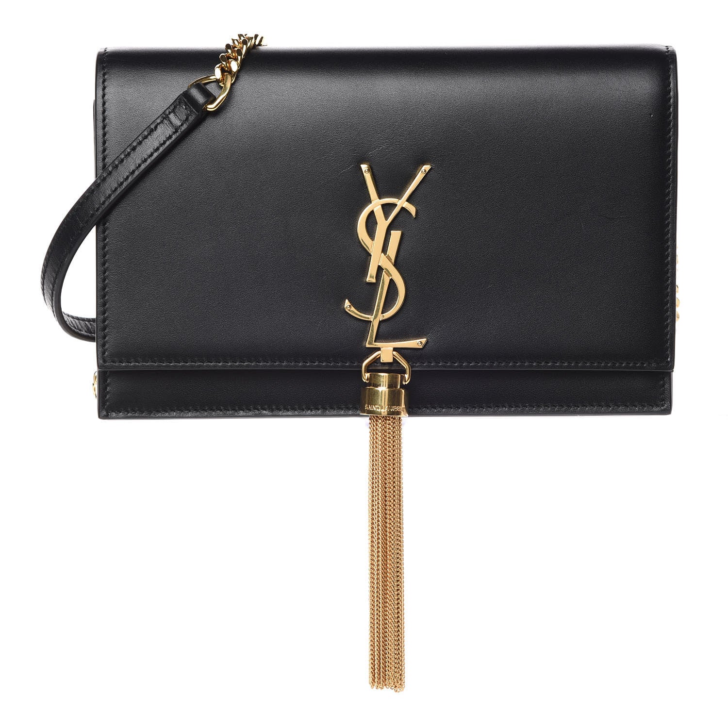 Saint Laurent Smooth Calfskin Classic Monogram Kate Tassel Chain Wallet Black 1 of 13